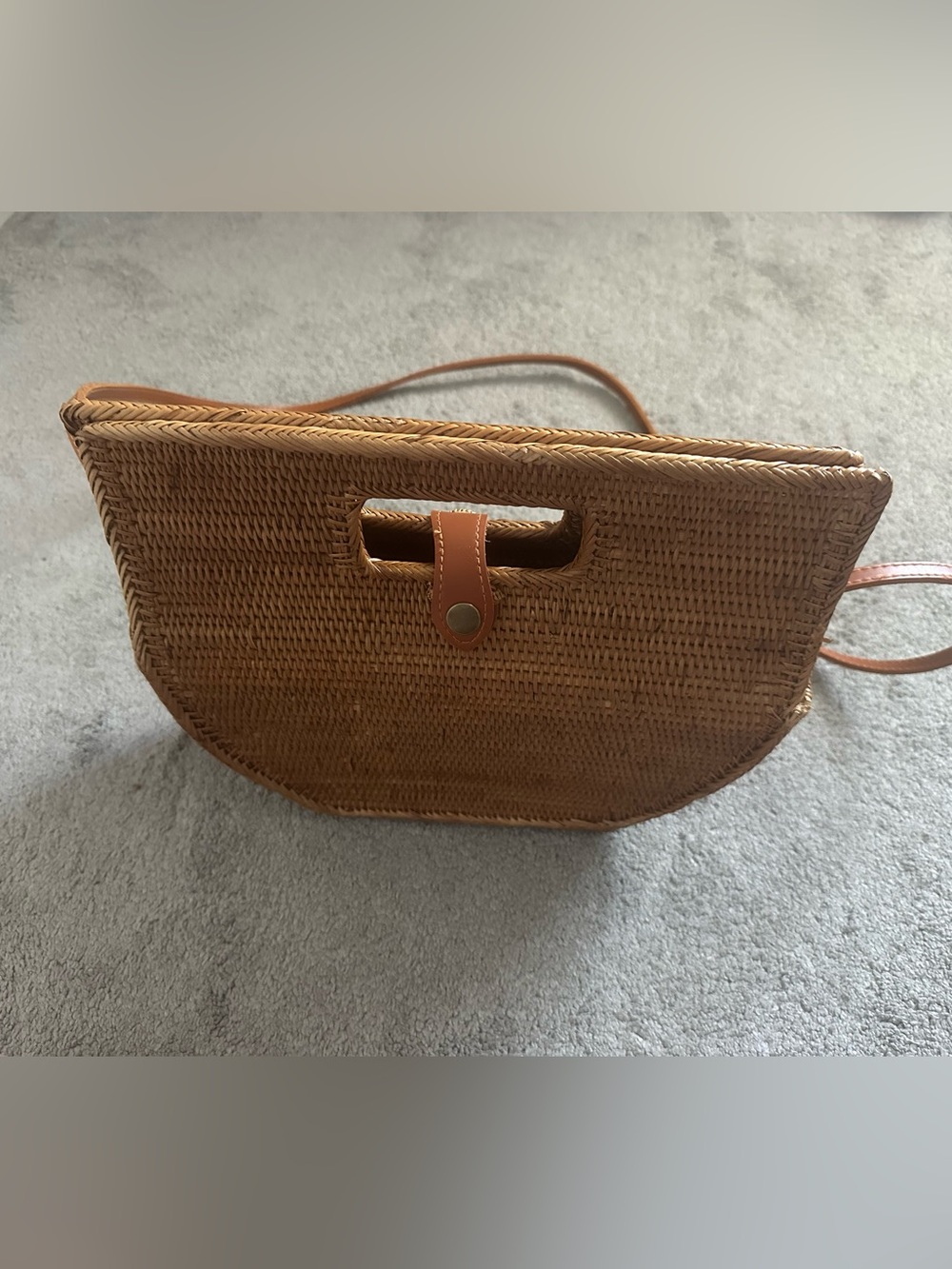 Anthropologie Rattan Woven Crossbody Bag in Tan/Brown Natural Lightweight - Picture 2 of 16